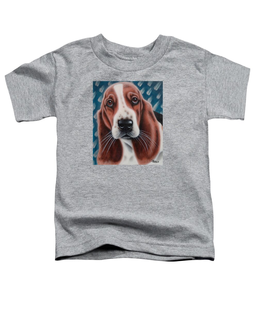 Basset Toddler T-Shirt featuring the painting Ike the Basset by Sam Davis Johnson