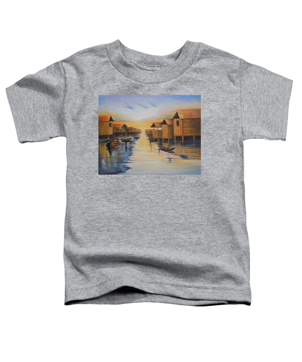 Today Toddler T-Shirt featuring the painting Ilaje Waterfront by Olaoluwa Smith