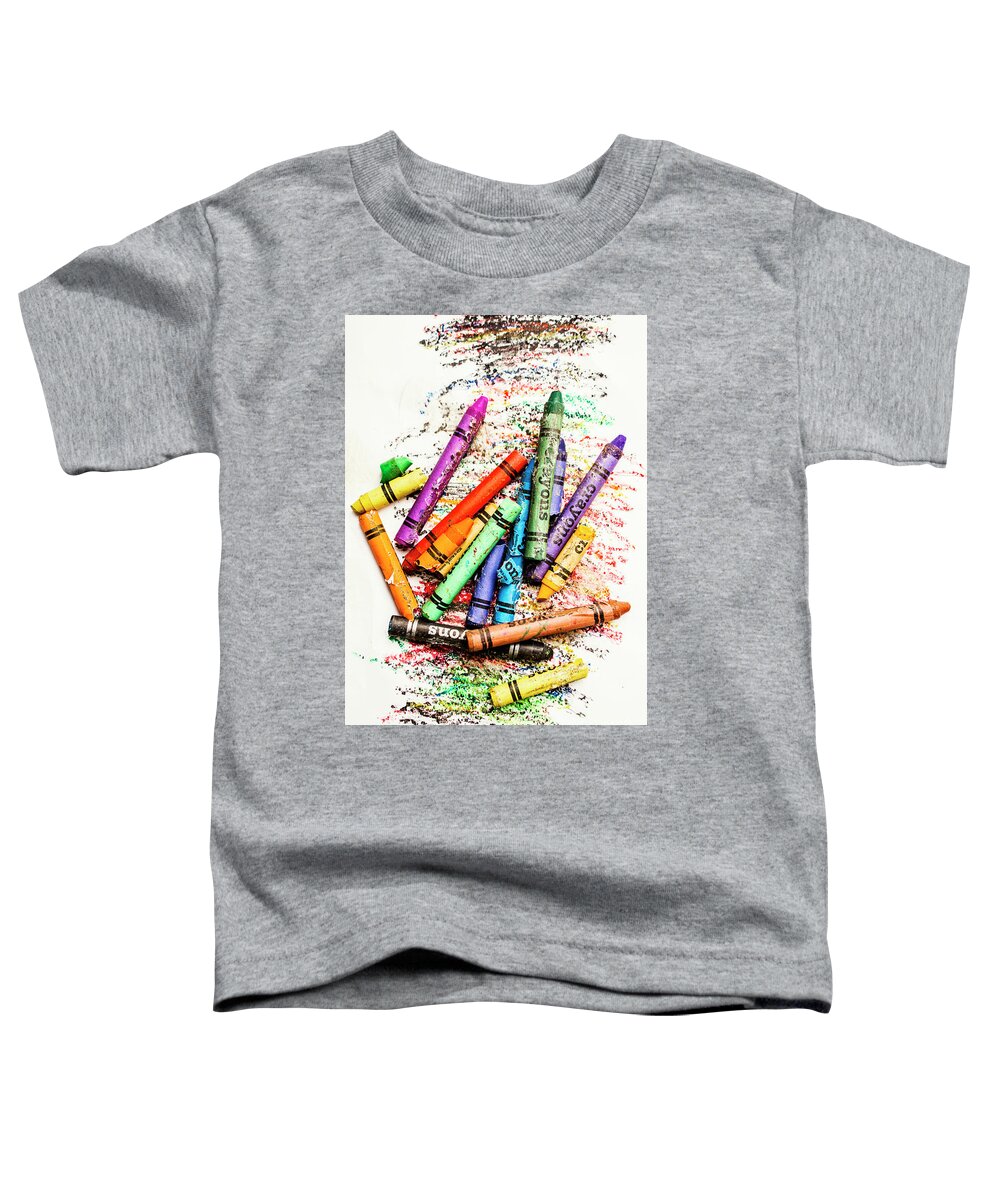 Crayon Toddler T-Shirt featuring the photograph In colours of broken crayons by Jorgo Photography