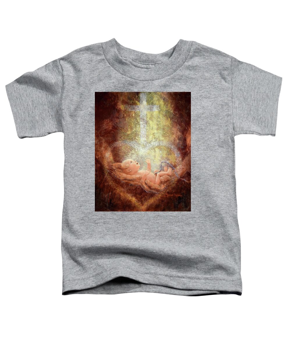Baby Toddler T-Shirt featuring the painting In His Hands by Graham Braddock