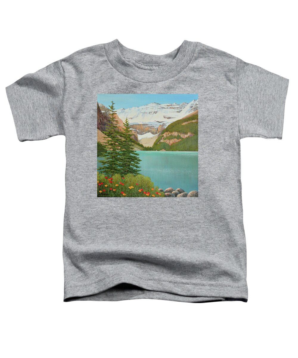 Jake Vandenbrink Toddler T-Shirt featuring the painting In The Mountain Air by Jake Vandenbrink