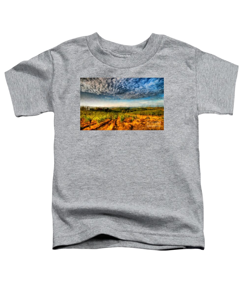 Wine Toddler T-Shirt featuring the photograph In the Vineyard Winery Landscape by Edward Fielding
