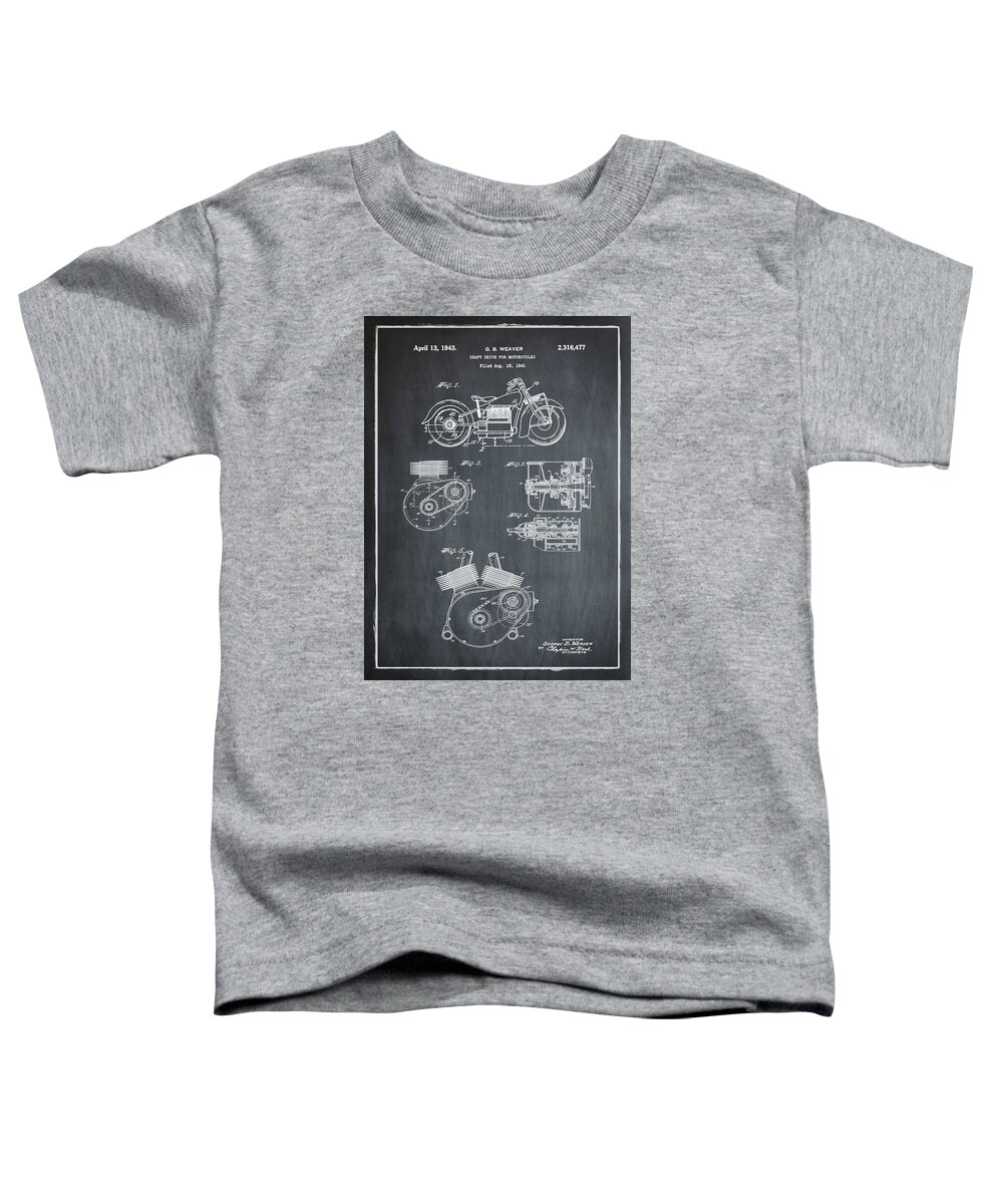 Indian Toddler T-Shirt featuring the photograph Indian Motorcycle Patent 1943 Chalk by Bill Cannon