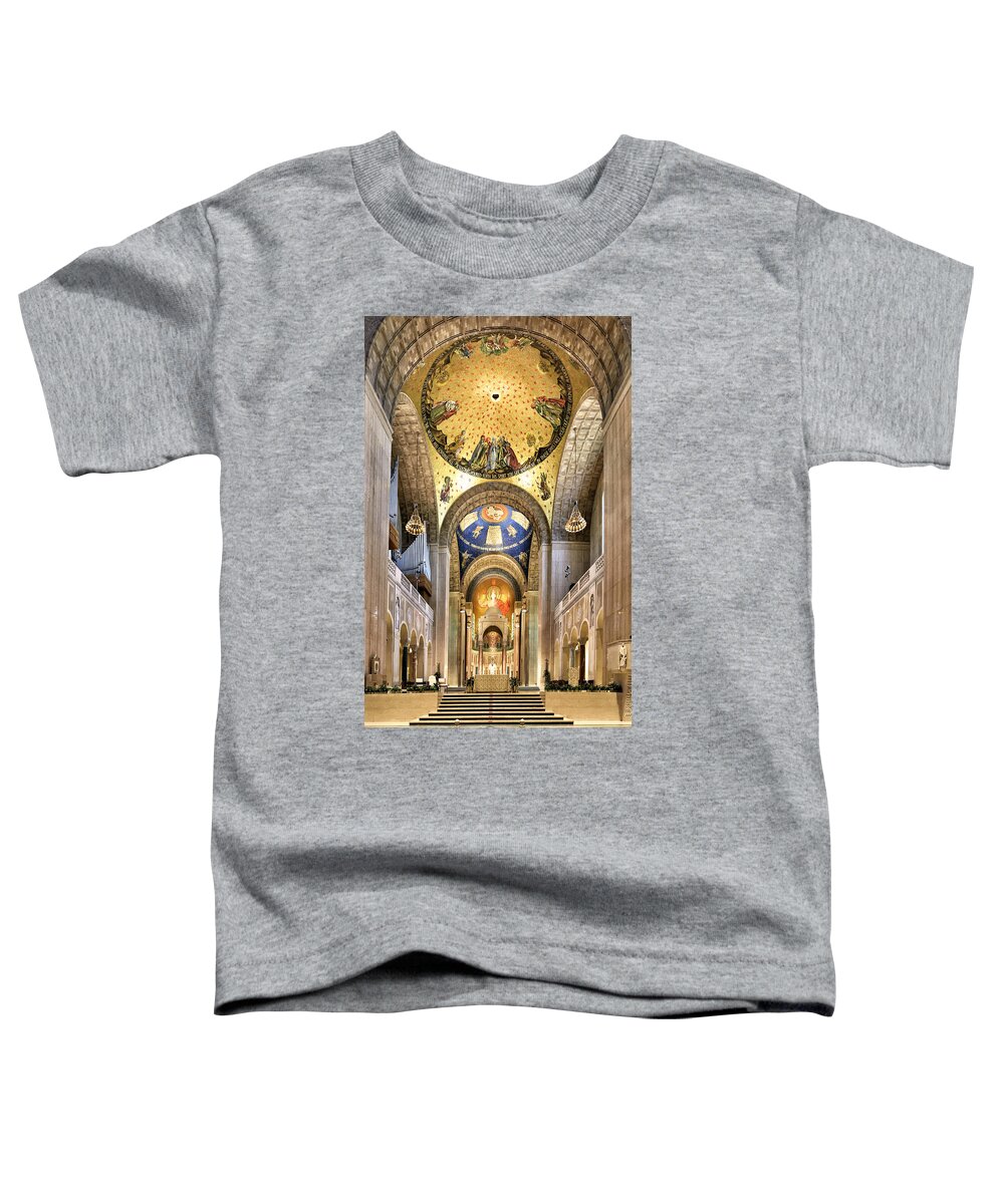 catholic University Of America� Toddler T-Shirt featuring the photograph Inside The Basilica of the National Shrine of the Immaculate Conception by Brendan Reals