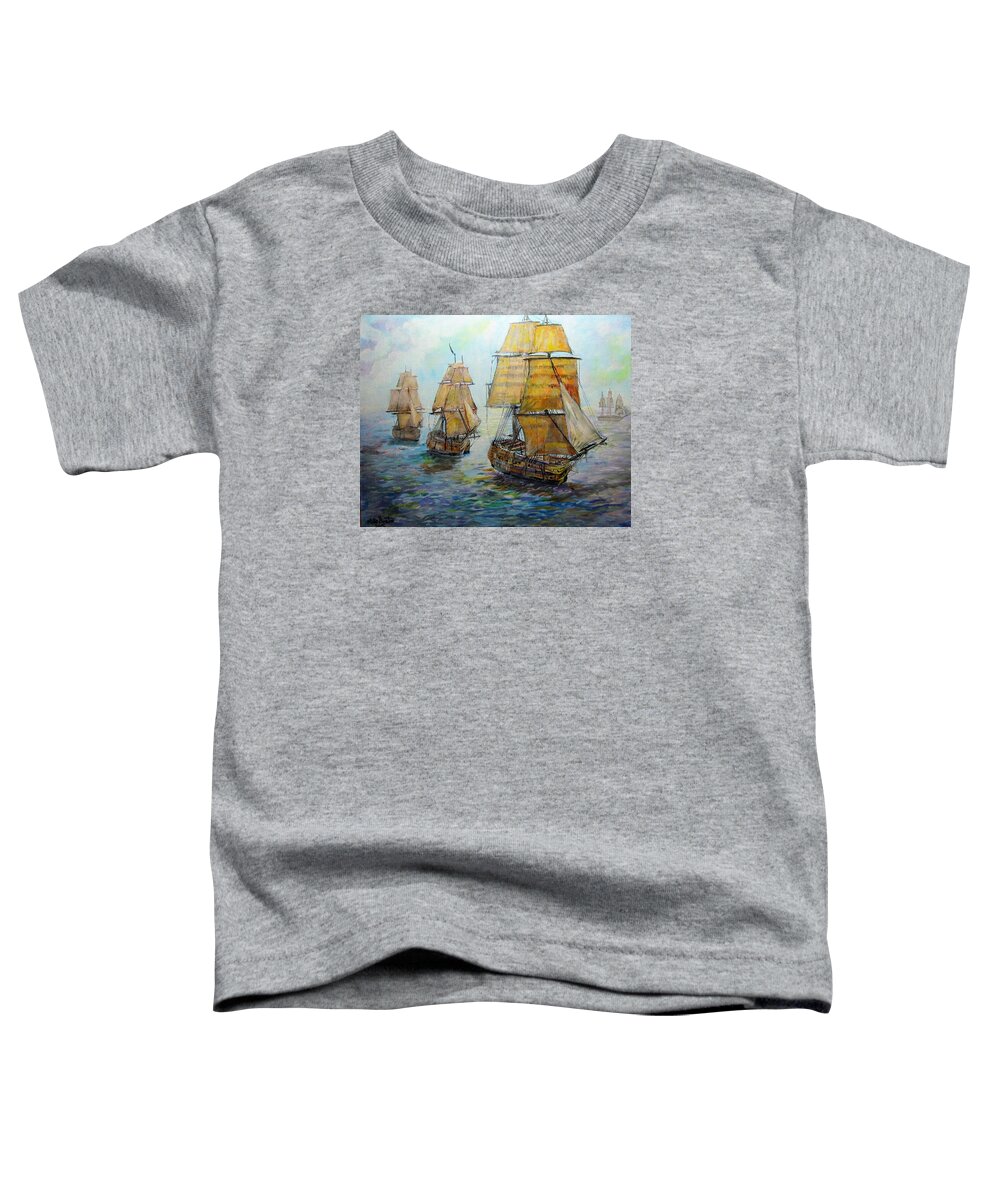 Ocean Toddler T-Shirt featuring the painting Into the Mediterranean by Mike Benton