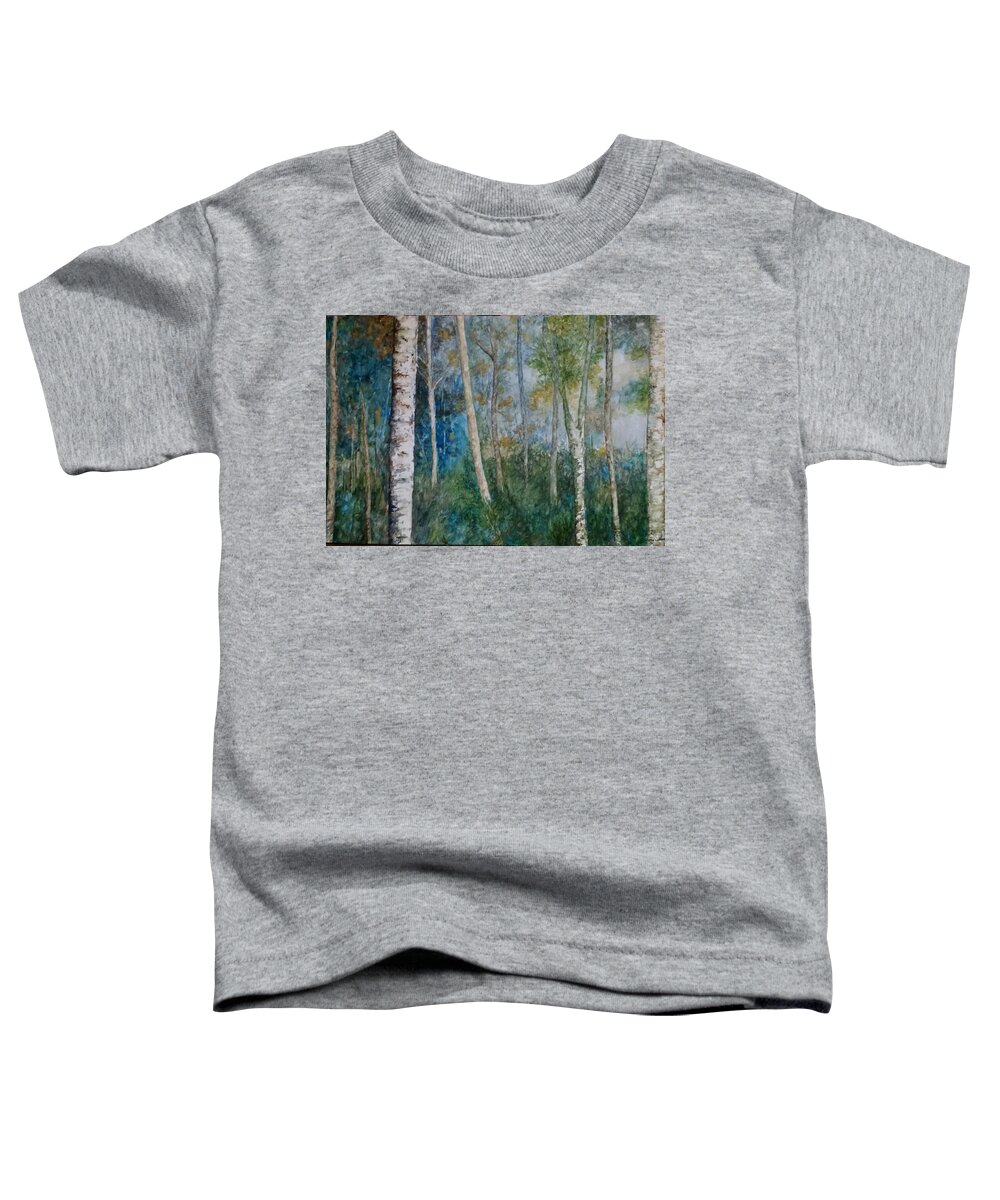 Forest Toddler T-Shirt featuring the painting Into the Woods by Cheryl Wallace