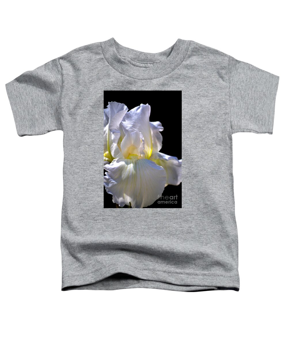 White Iris Toddler T-Shirt featuring the photograph Iris Delicacy by Deb Halloran