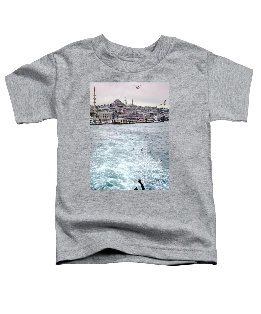 Birds Toddler T-Shirt featuring the photograph Istanbul to Kadikoy, Ferry Ride on the Golden Horn by Perry Rodriguez