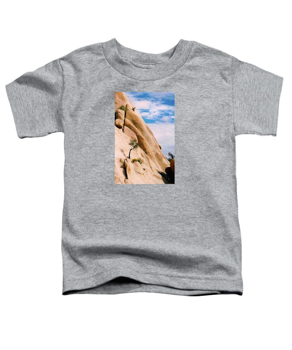  Toddler T-Shirt featuring the photograph Joshua Tree rock climbing by Leizel Grant