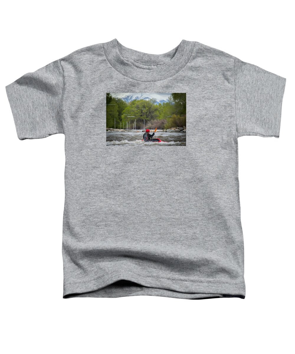 Kayaking Toddler T-Shirt featuring the photograph Kayaker on the Arkansas by Stephen Holst