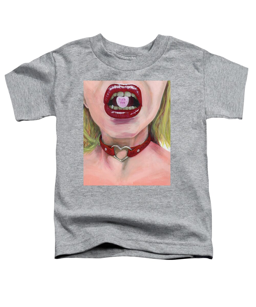 Blonde Toddler T-Shirt featuring the painting Kiss Me by Matthew Mezo