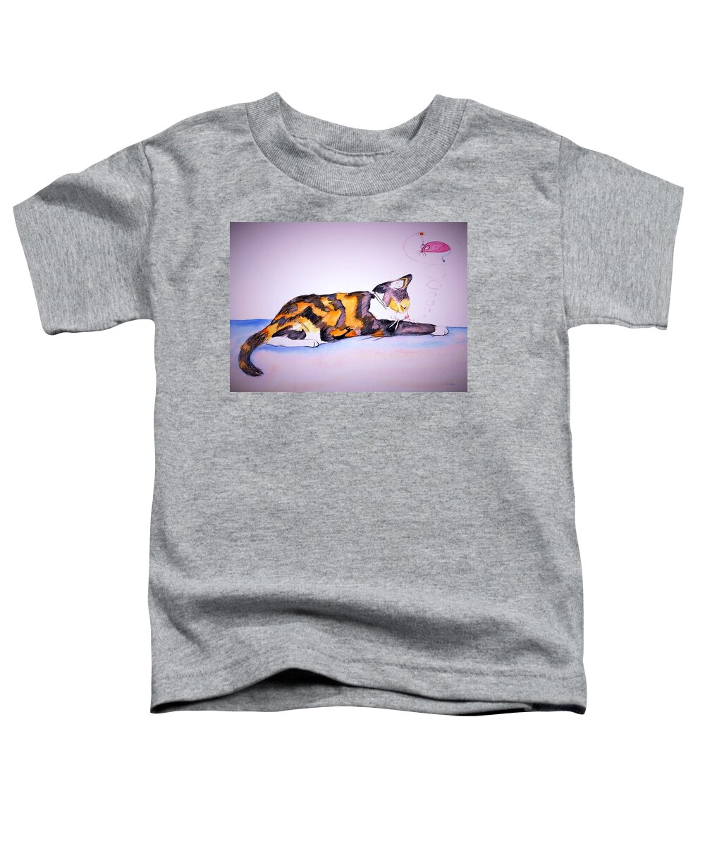 Cat Toddler T-Shirt featuring the drawing Kitty Cat by Denise F Fulmer