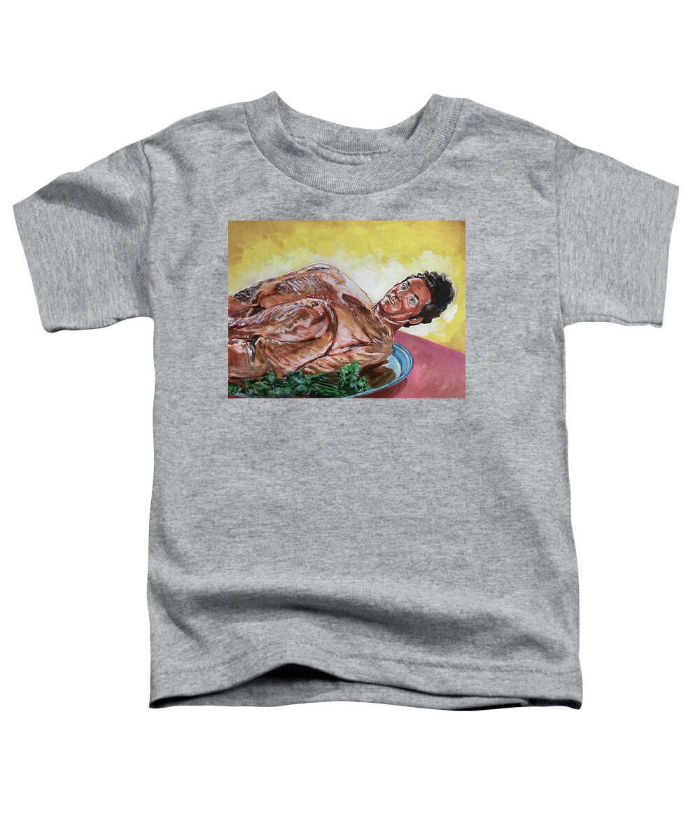 Seinfeld Toddler T-Shirt featuring the painting Kramer Turkey by Joel Tesch