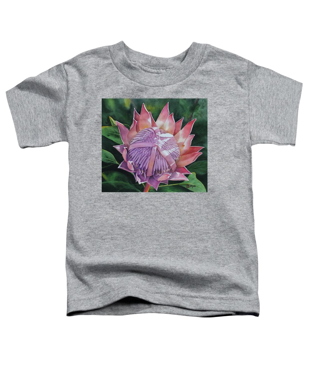 Protea Toddler T-Shirt featuring the painting Kula Beauty by Kelly Miyuki Kimura