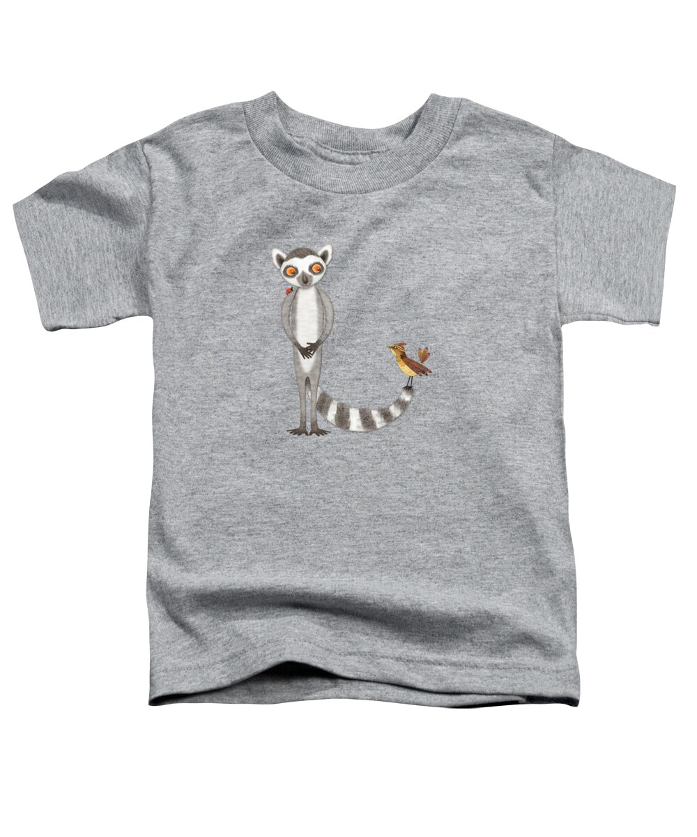 Lemur Toddler T-Shirt featuring the digital art L is for Lemur and Lark by Valerie Drake Lesiak