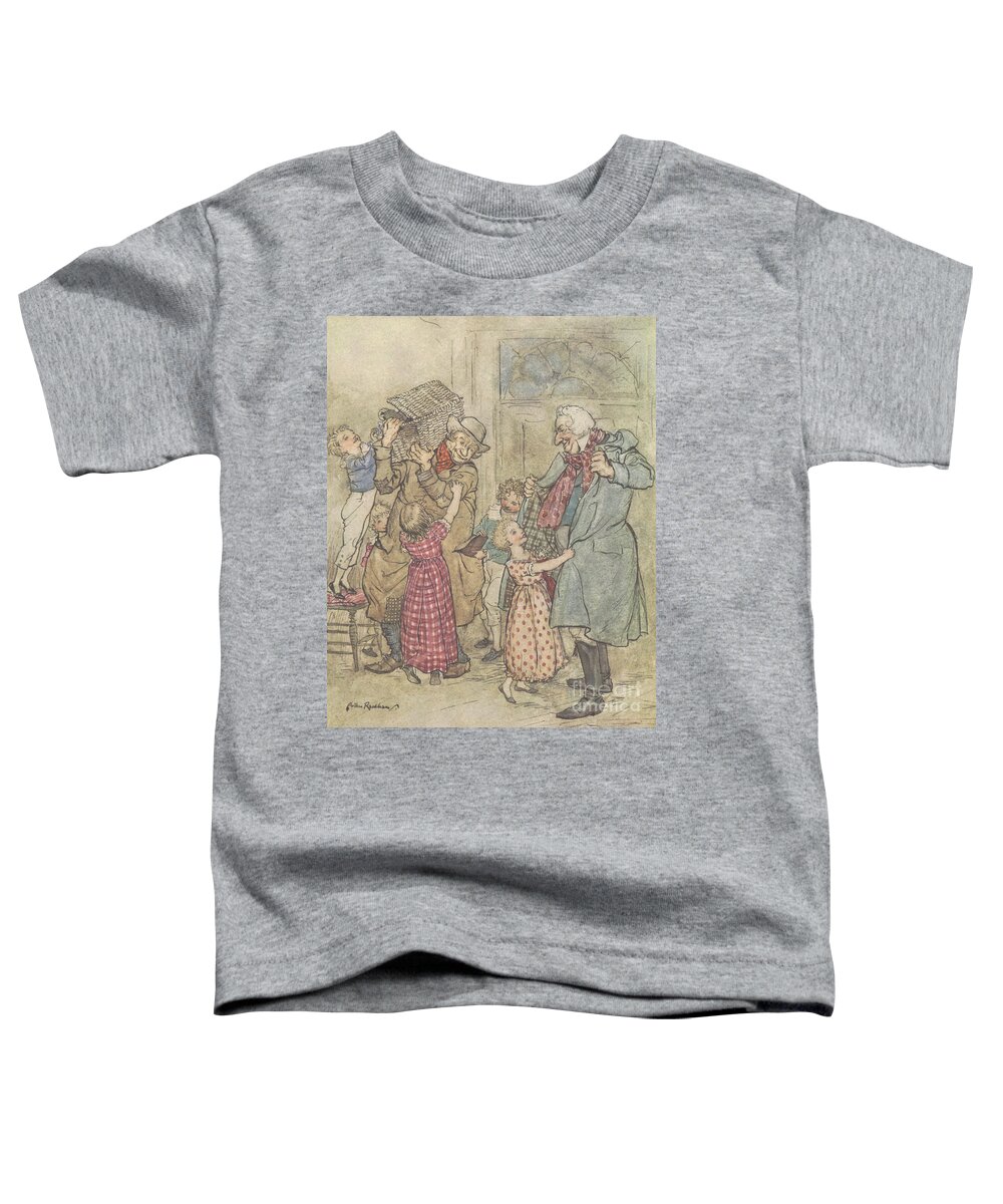 Charles Dickens Toddler T-Shirt featuring the drawing Laden with toys and presents by Arthur Rackham