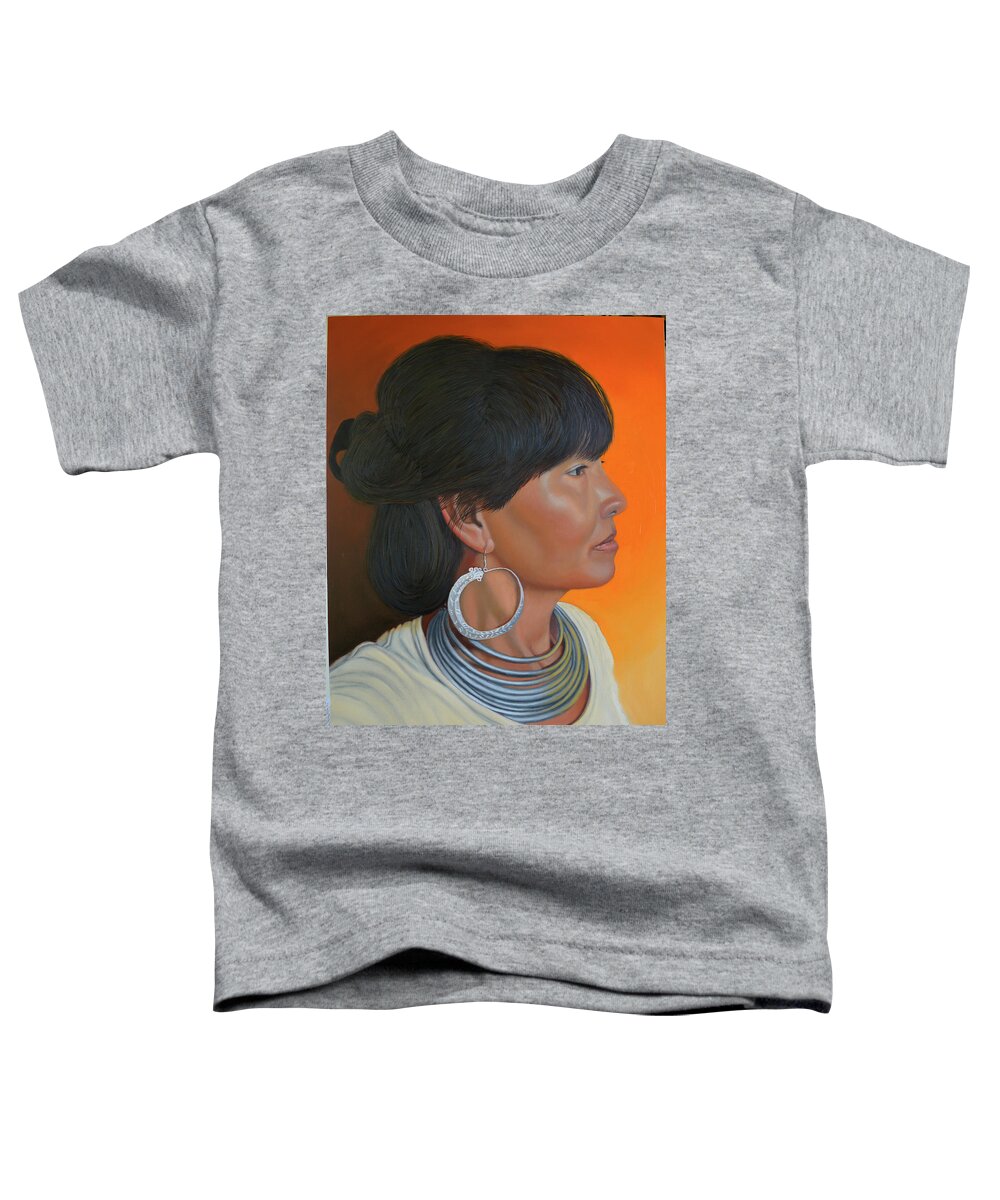Hmong Woman Toddler T-Shirt featuring the painting Lady of Sapa by Thu Nguyen
