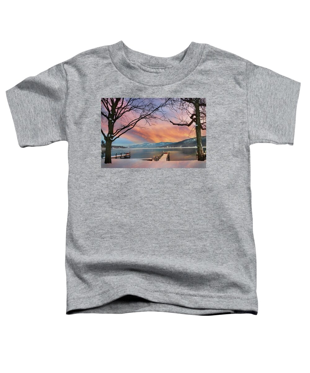 Lake George Toddler T-Shirt featuring the photograph Lake George Winter Sunrise by Lori Deiter