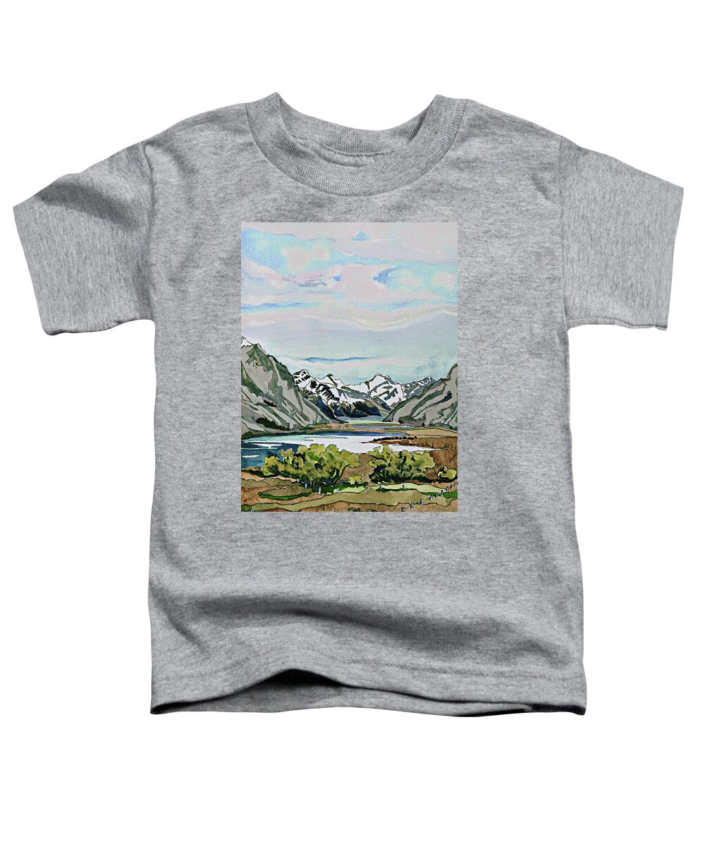 Mountains Toddler T-Shirt featuring the painting Lake Tekapo - South Island, New Zealand by Joan Cordell