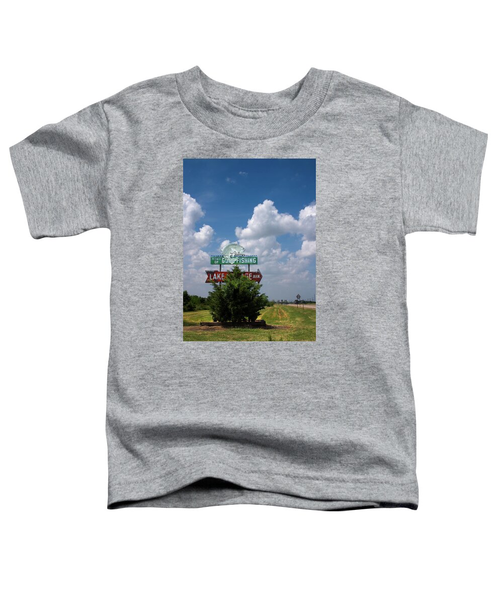 Sign Toddler T-Shirt featuring the photograph Lake Village Arkansas home of Good fishing by Grant Groberg