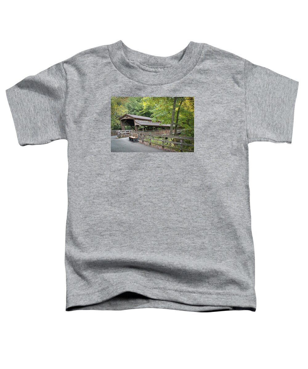 America Toddler T-Shirt featuring the photograph Lanterman's Mill Covered Bridge by Jack R Perry