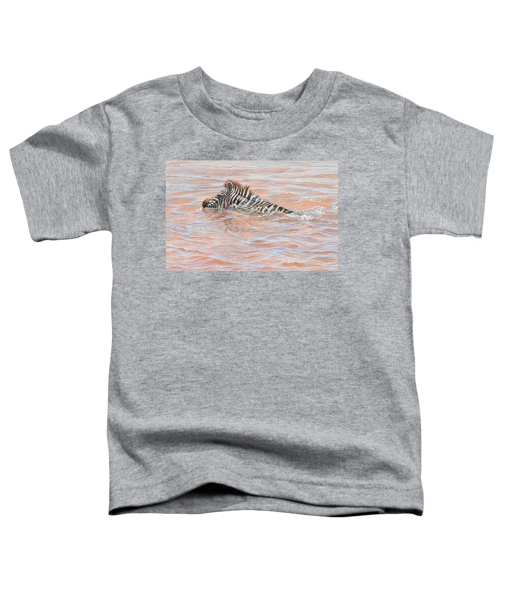 Wildlife Paintings Toddler T-Shirt featuring the painting Last to Cross by Alan M Hunt
