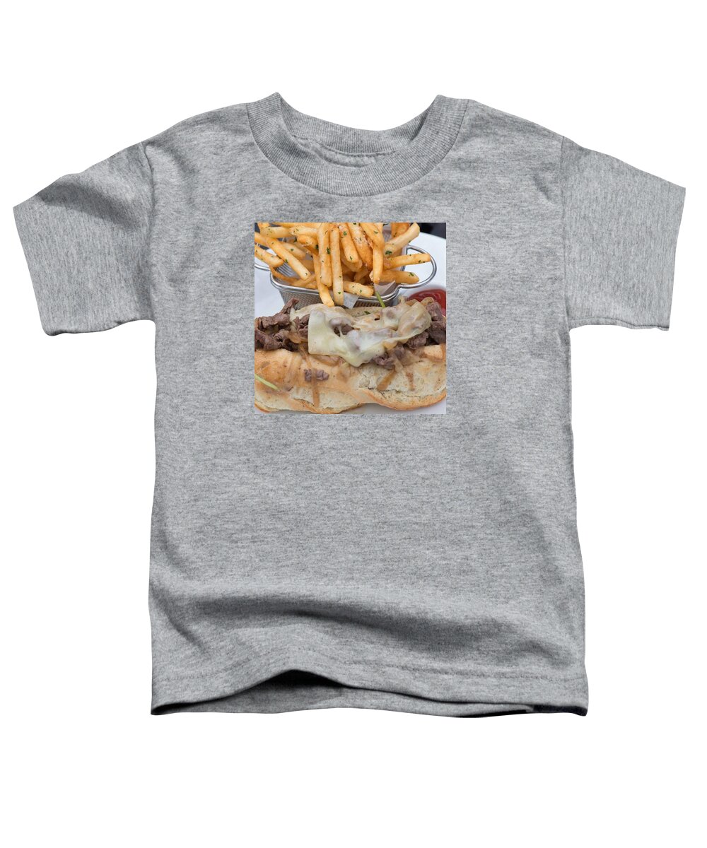 Foodie Toddler T-Shirt featuring the photograph Steak Sandwich and French Fries by Michael Moriarty
