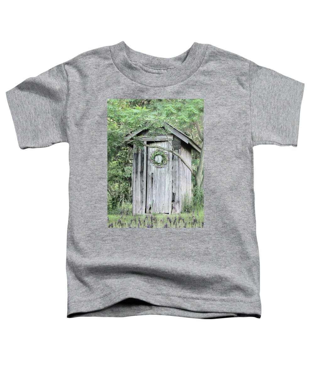 Outhouse Toddler T-Shirt featuring the photograph Lavender Outhouse by Lori Deiter