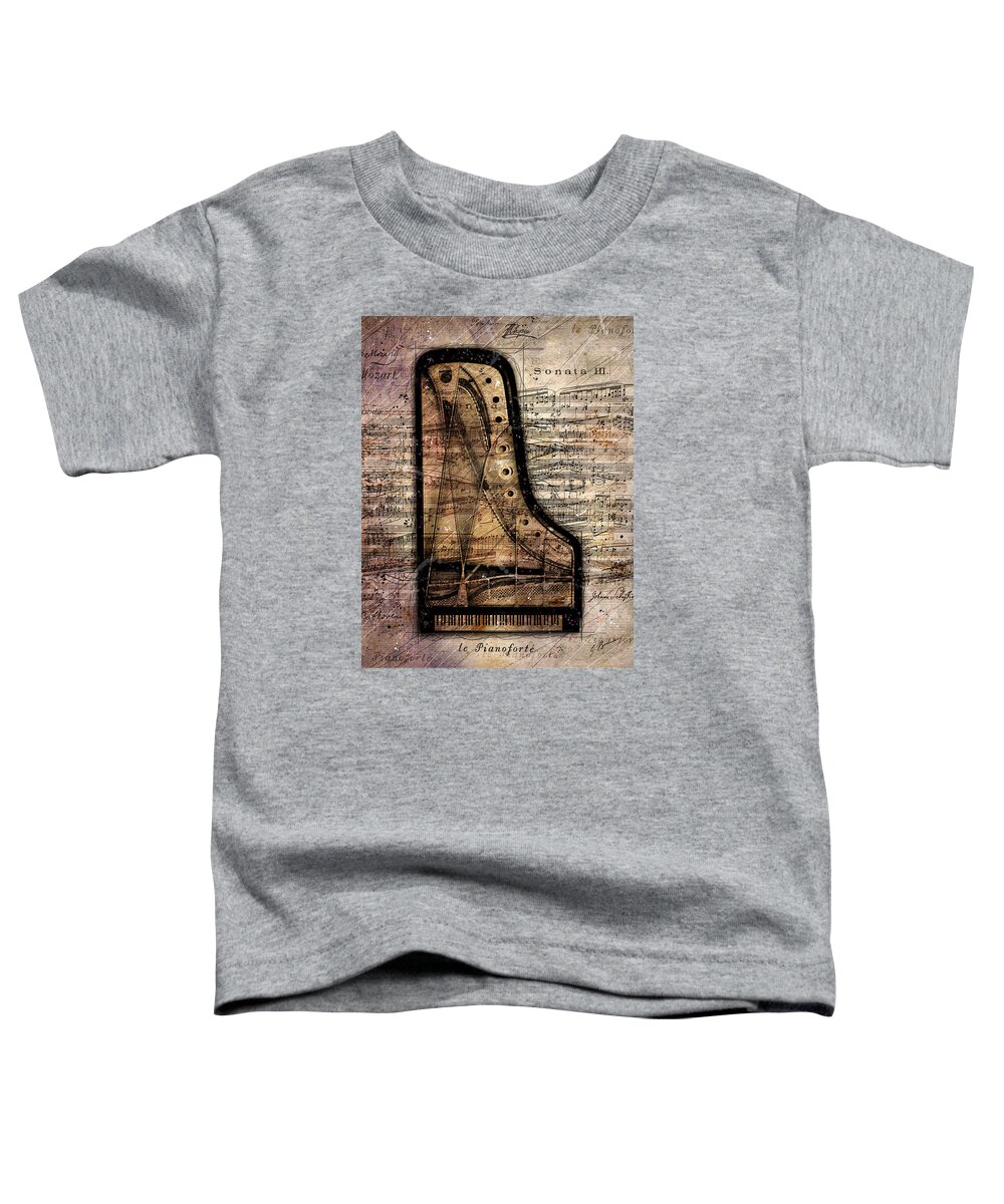 Piano Art Toddler T-Shirt featuring the digital art Le Pianoforte by Gary Bodnar