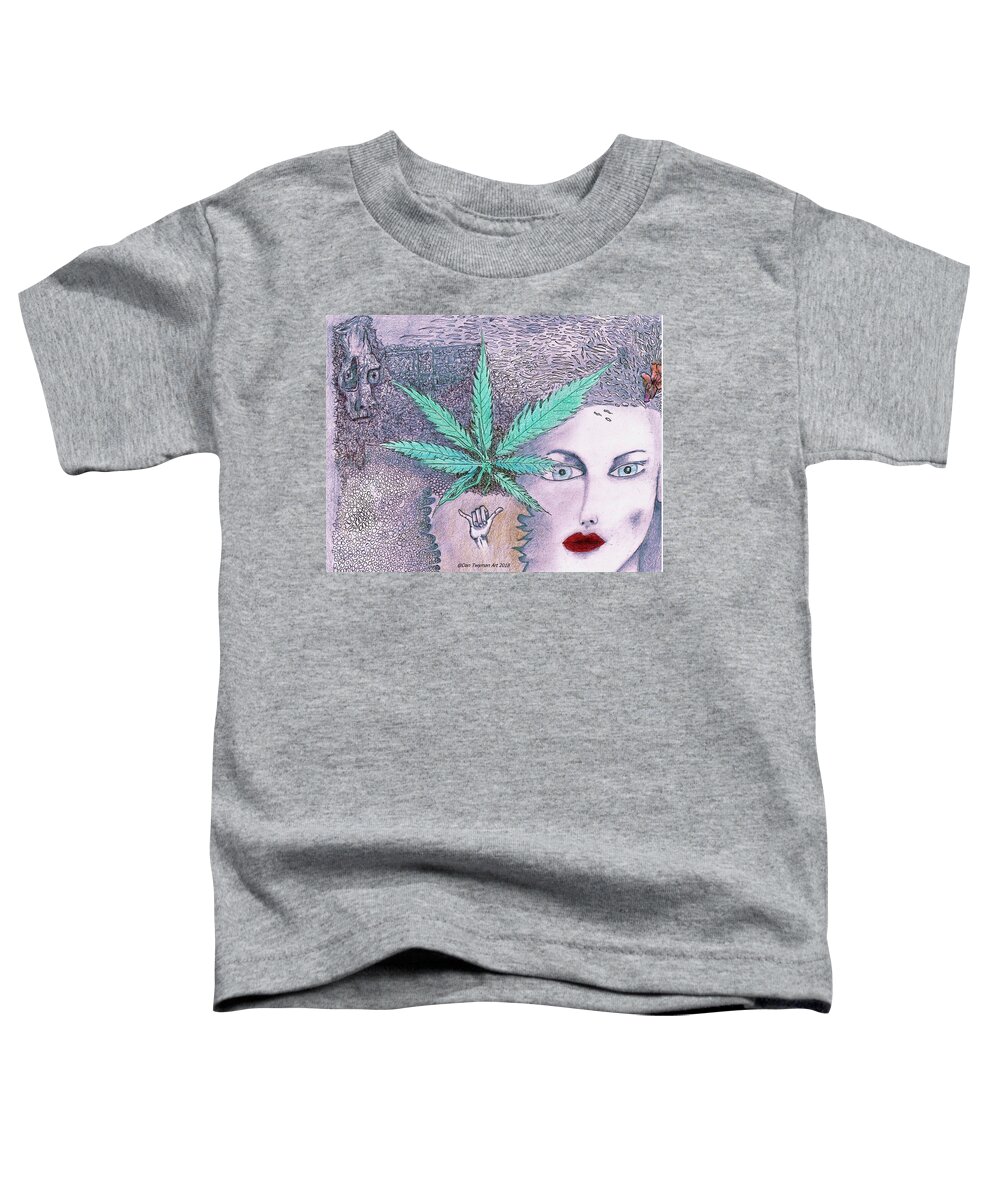 420 Toddler T-Shirt featuring the drawing Leaf by Dan Twyman