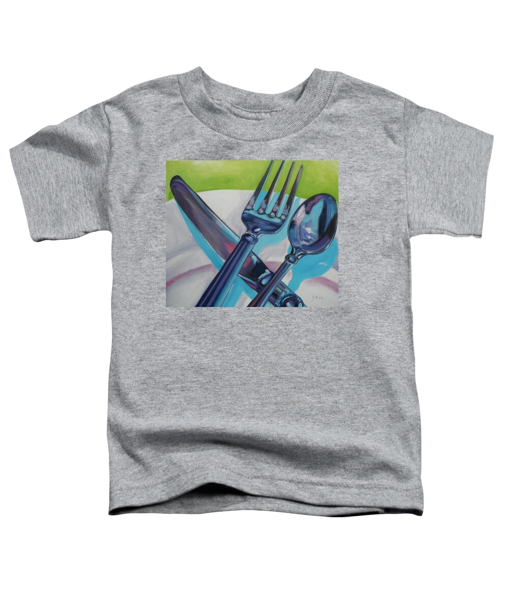 Fork Toddler T-Shirt featuring the painting Let's Eat by Donna Tuten