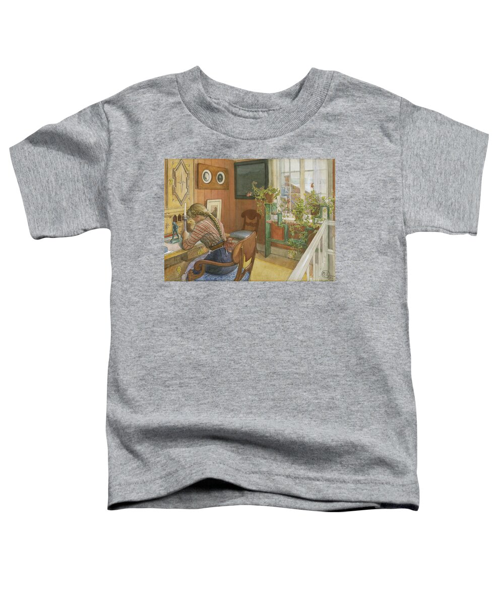 19th Century Art Toddler T-Shirt featuring the painting Letter-Writing by Carl Larsson