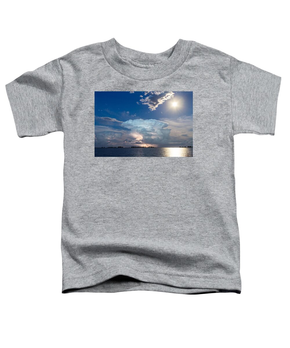 Storm Toddler T-Shirt featuring the photograph Lightning Thunderstorm Cell and Moon by James BO Insogna