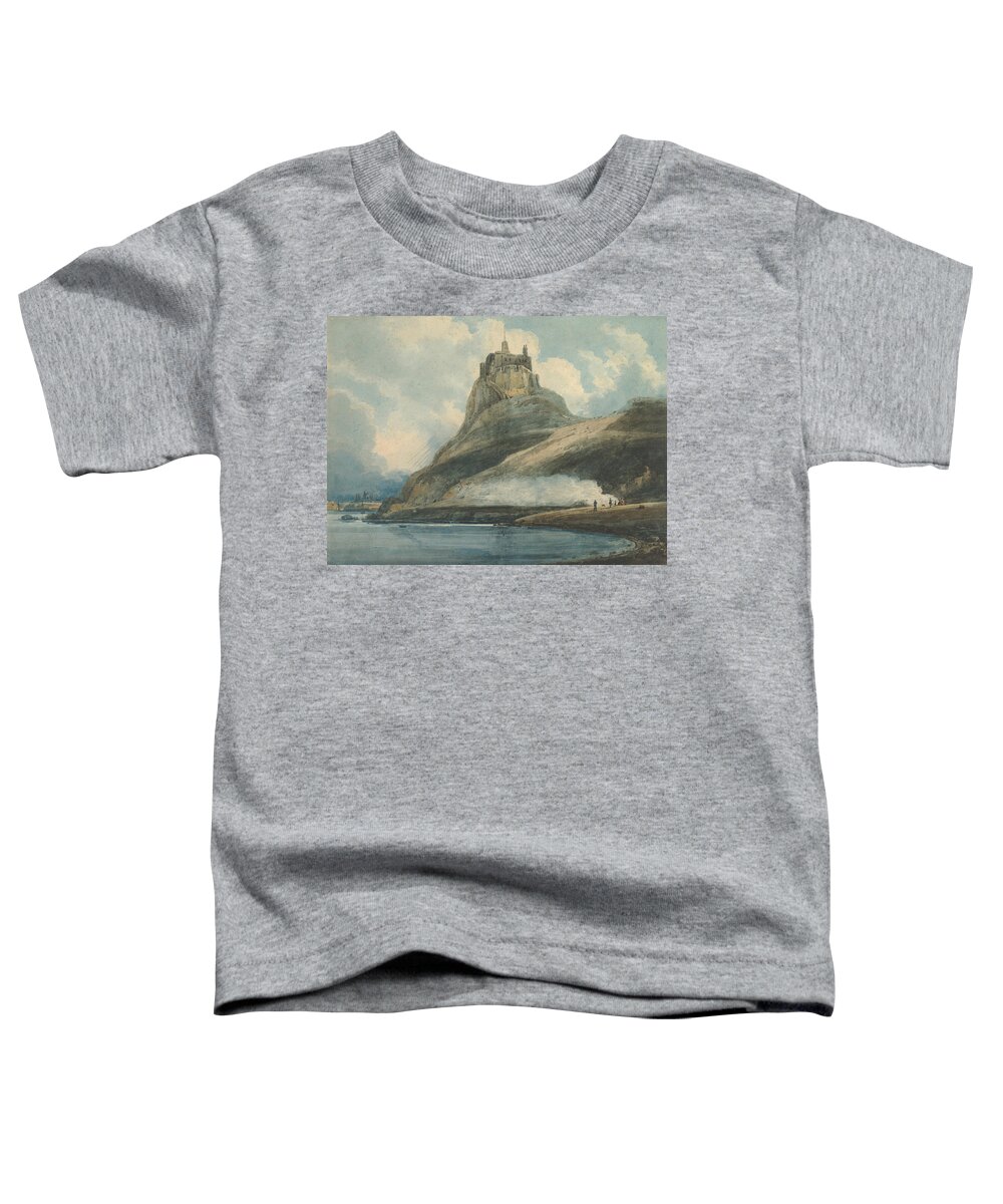 British Painters Toddler T-Shirt featuring the drawing Lindisfarne Castle, Holy Island, Northumberland by Thomas Girtin