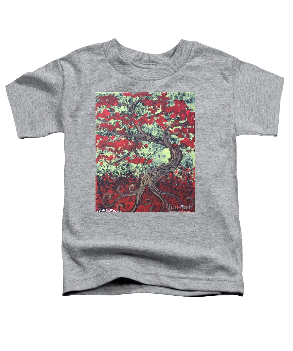 Red Tree Toddler T-Shirt featuring the painting Little Red Tree Series 3 by Stefan Duncan