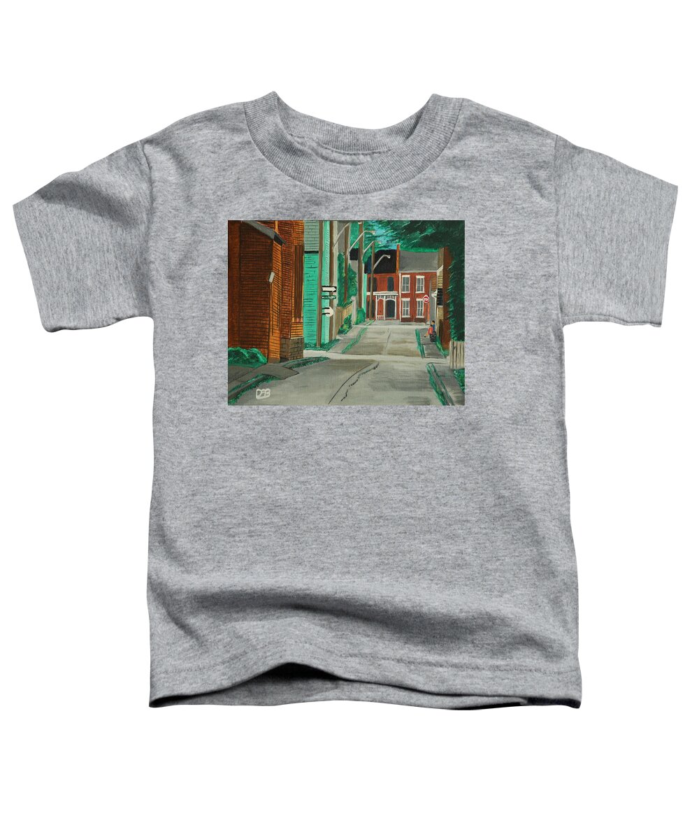 Urban Toddler T-Shirt featuring the painting Little Side Street by David Bigelow