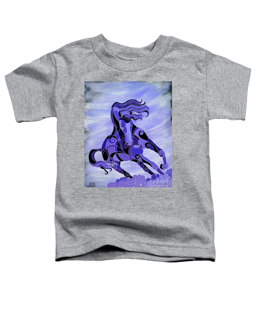 Purple Horse Toddler T-Shirt featuring the painting Living Life at Full Tilt by Barbara Rush