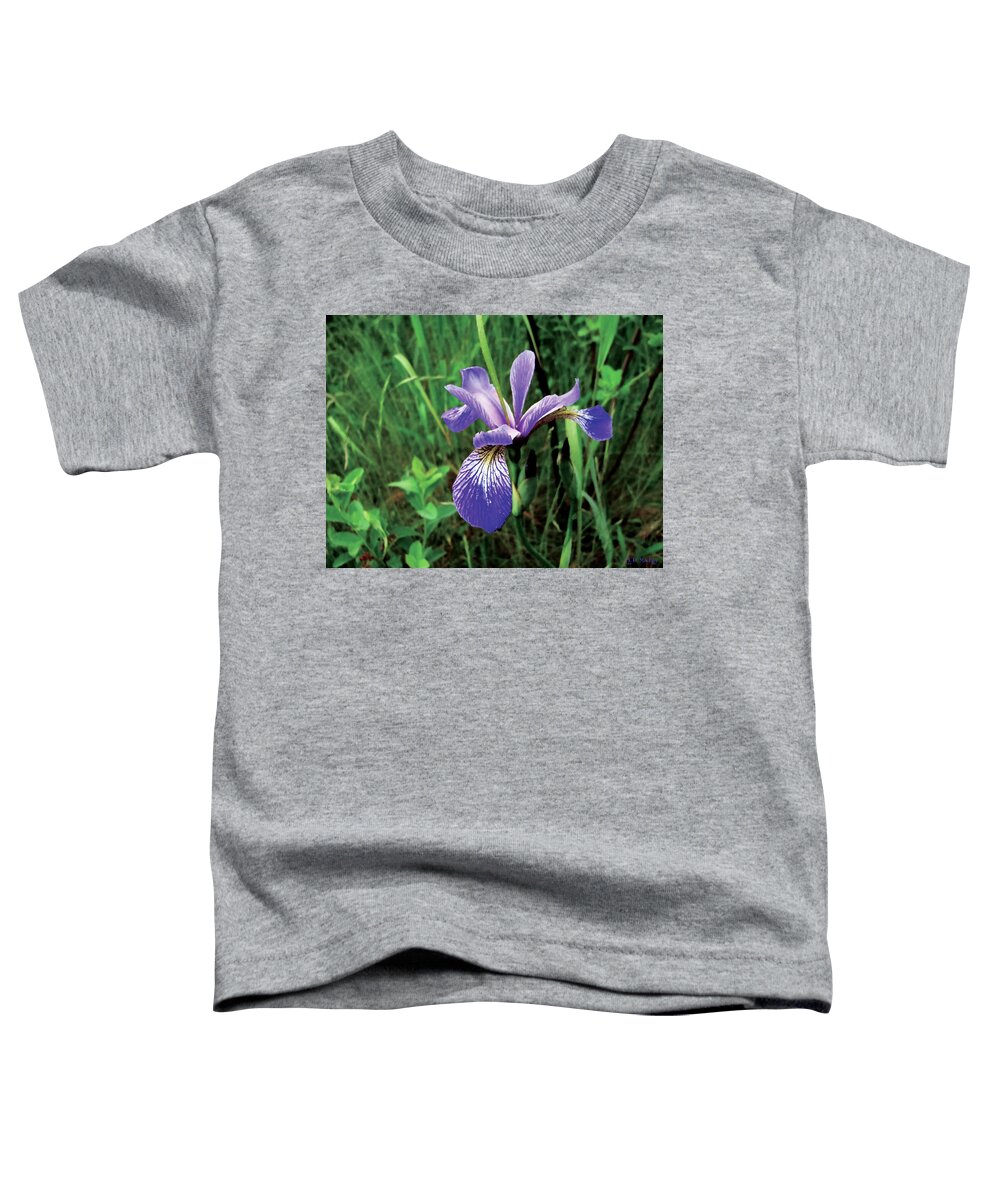 Flower Toddler T-Shirt featuring the photograph Lone Iris by Celtic Artist Angela Dawn MacKay