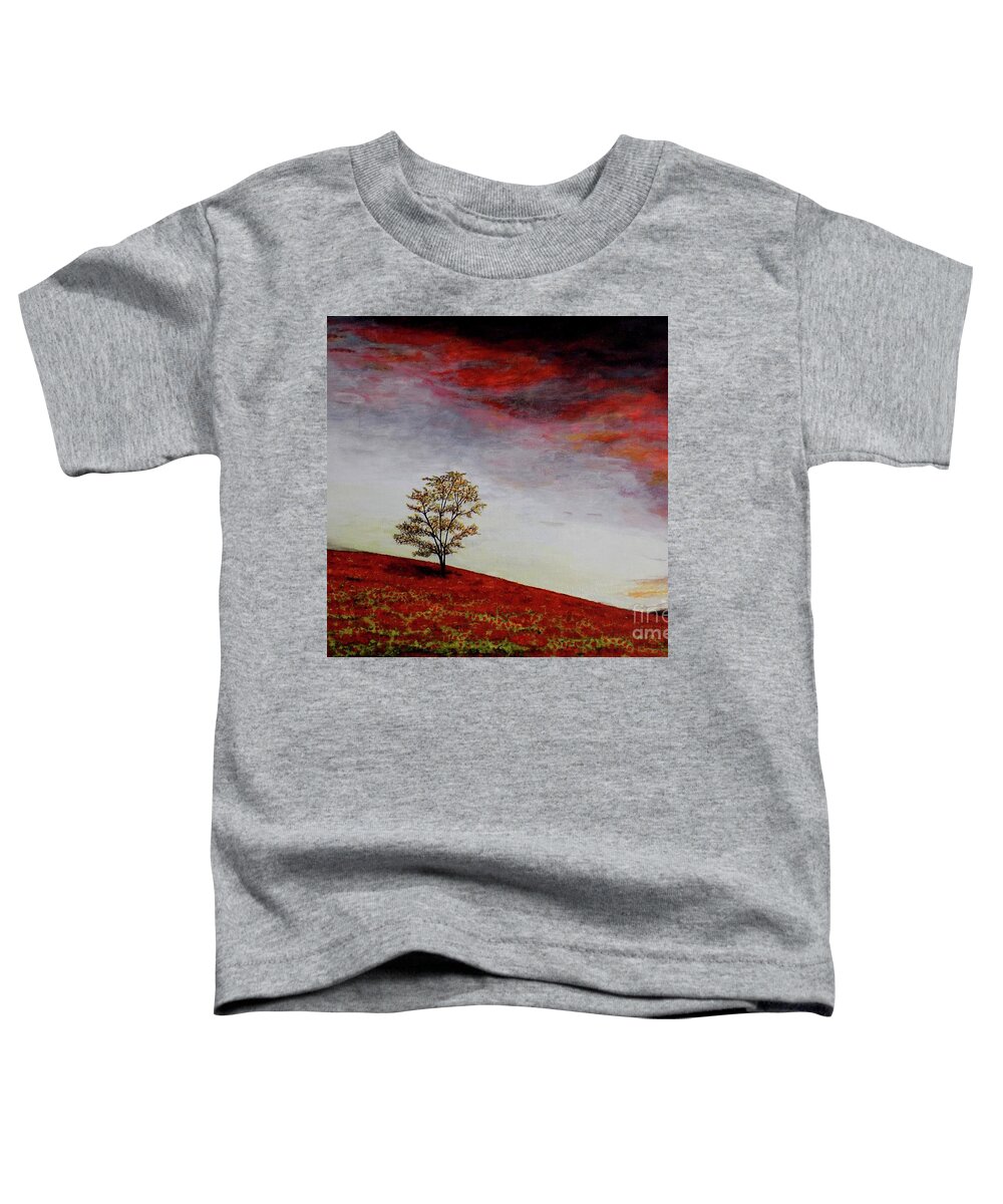 Single Tree Toddler T-Shirt featuring the painting Lonely Tree by Judy Kirouac