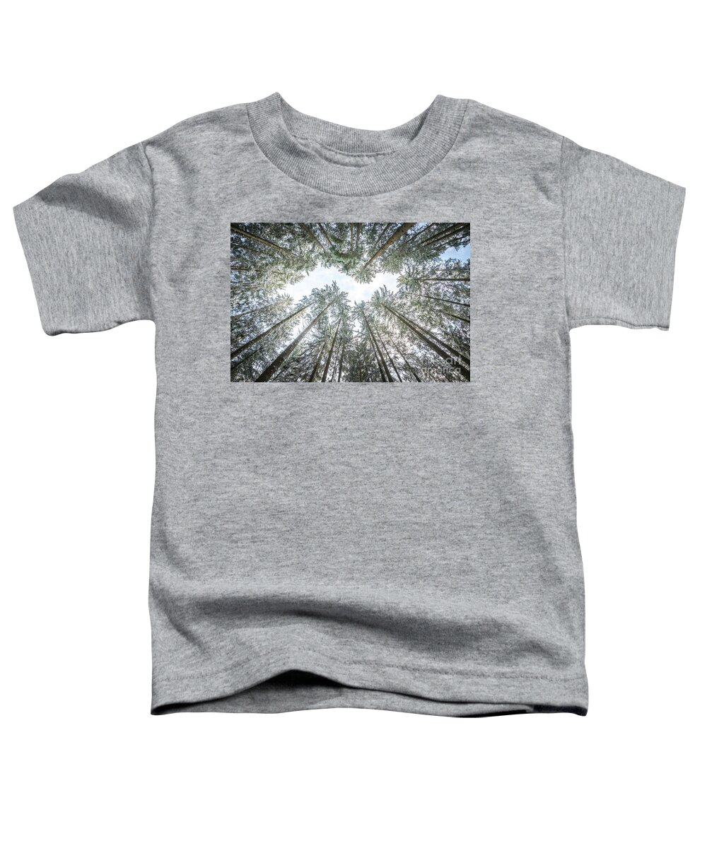 Blue Toddler T-Shirt featuring the photograph Looking Up In The Forest by Hannes Cmarits