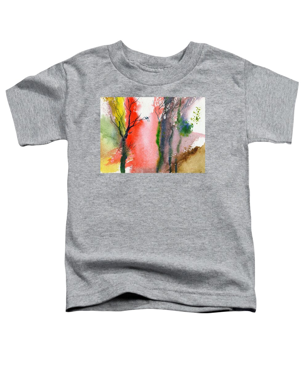 Landscape Toddler T-Shirt featuring the painting Love Birds 2 by Anil Nene
