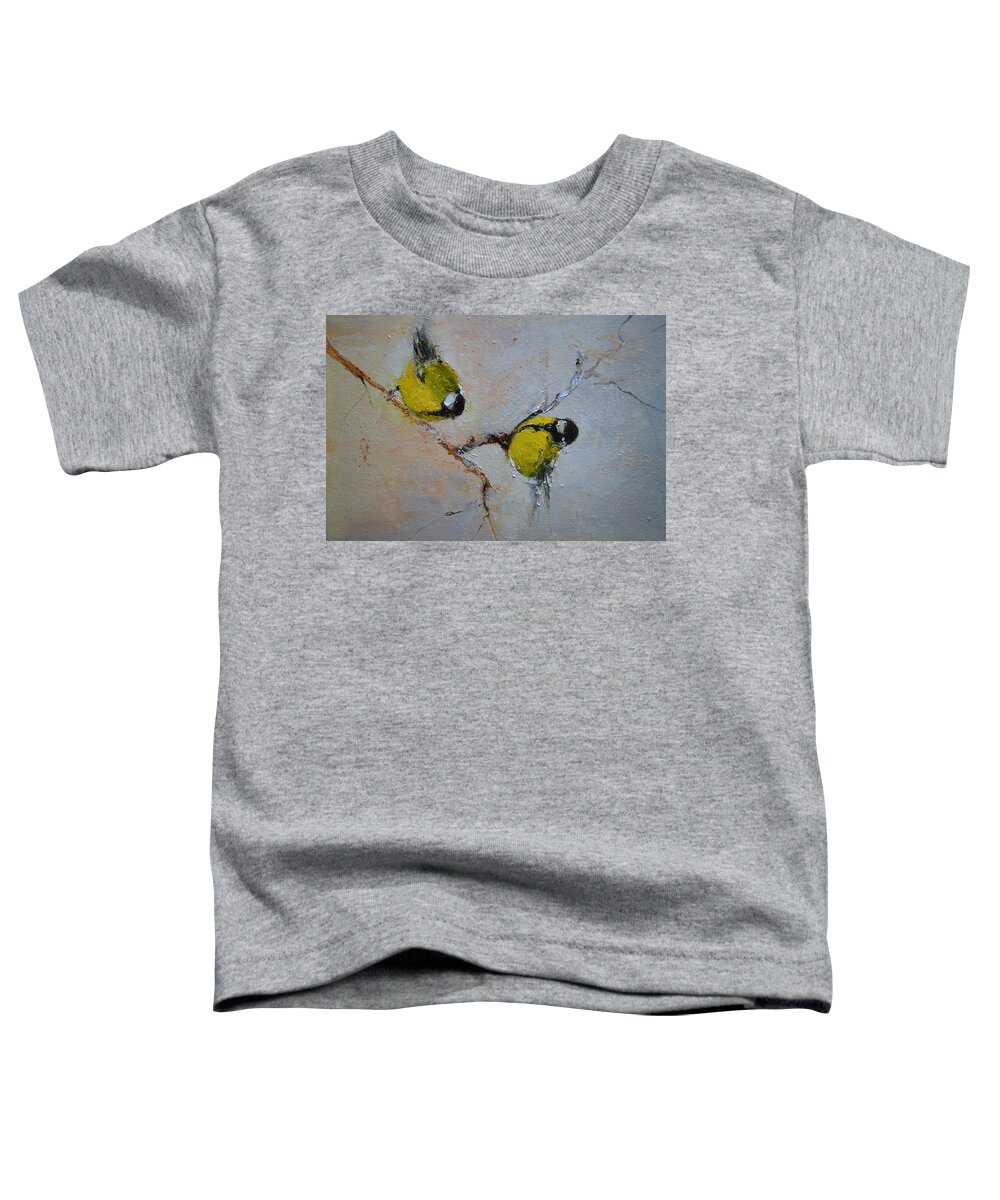 Russian Artists New Wave Toddler T-Shirt featuring the painting Lovely Chickadees by Igor Medvedev