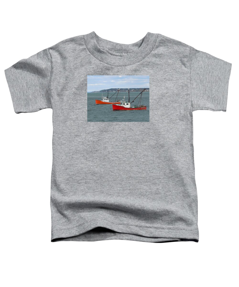 Lobster Boats Toddler T-Shirt featuring the photograph Lubec Lobster Boats by Francine Frank