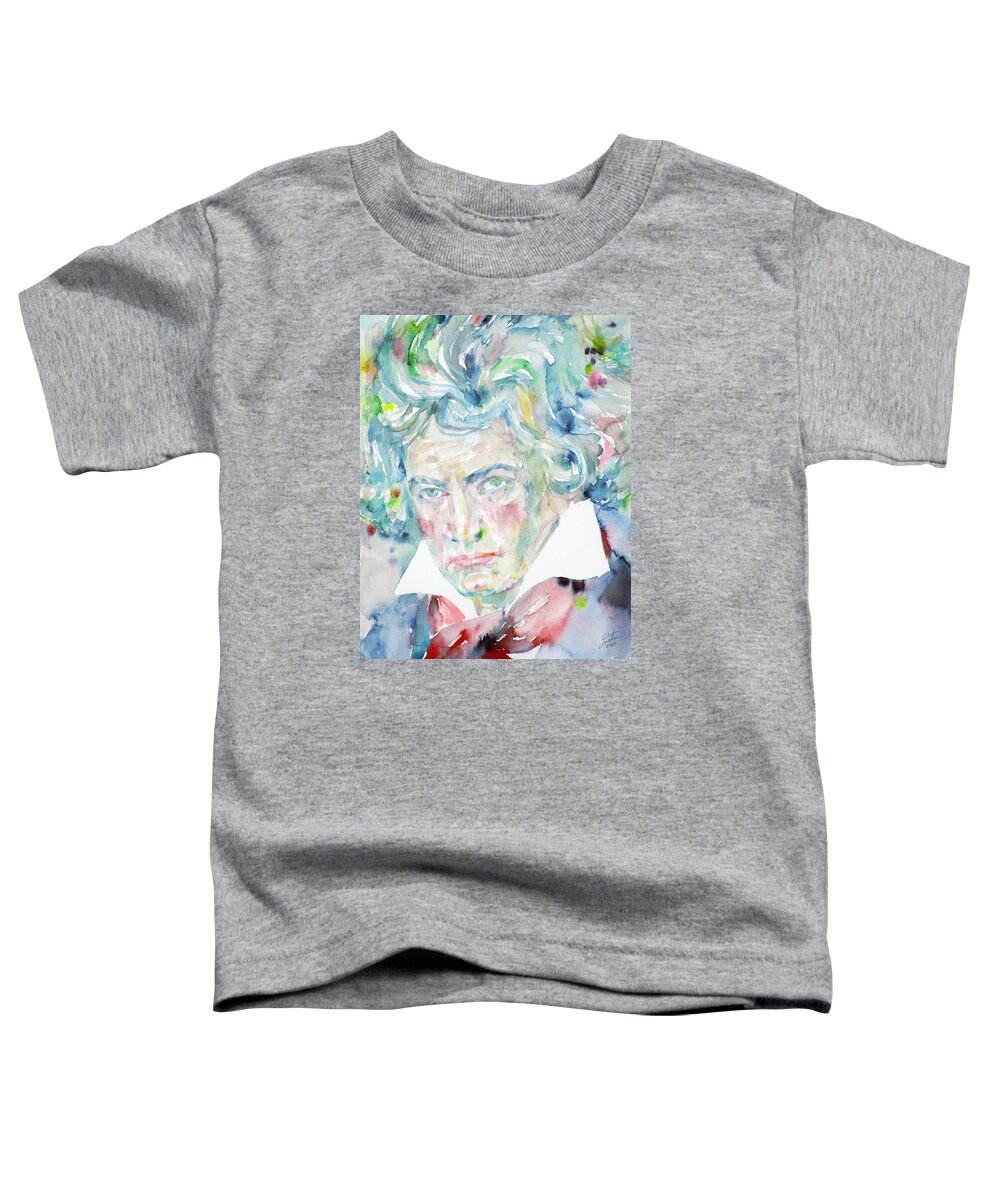 Beethoven Toddler T-Shirt featuring the painting LUDWIG VAN BEETHOVEN - watercolor portrait by Fabrizio Cassetta