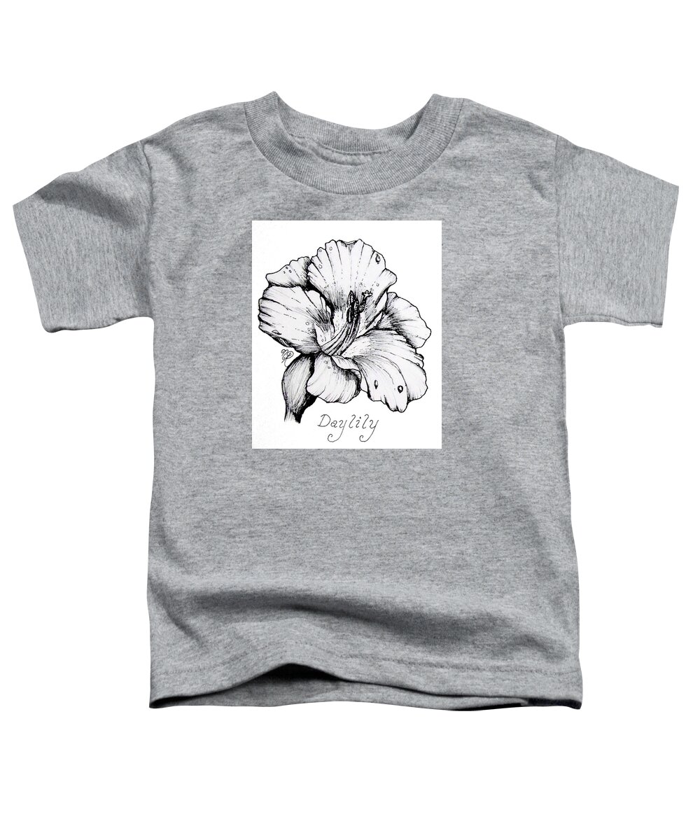 Day Toddler T-Shirt featuring the drawing Luscious Daylily by Nicole Angell