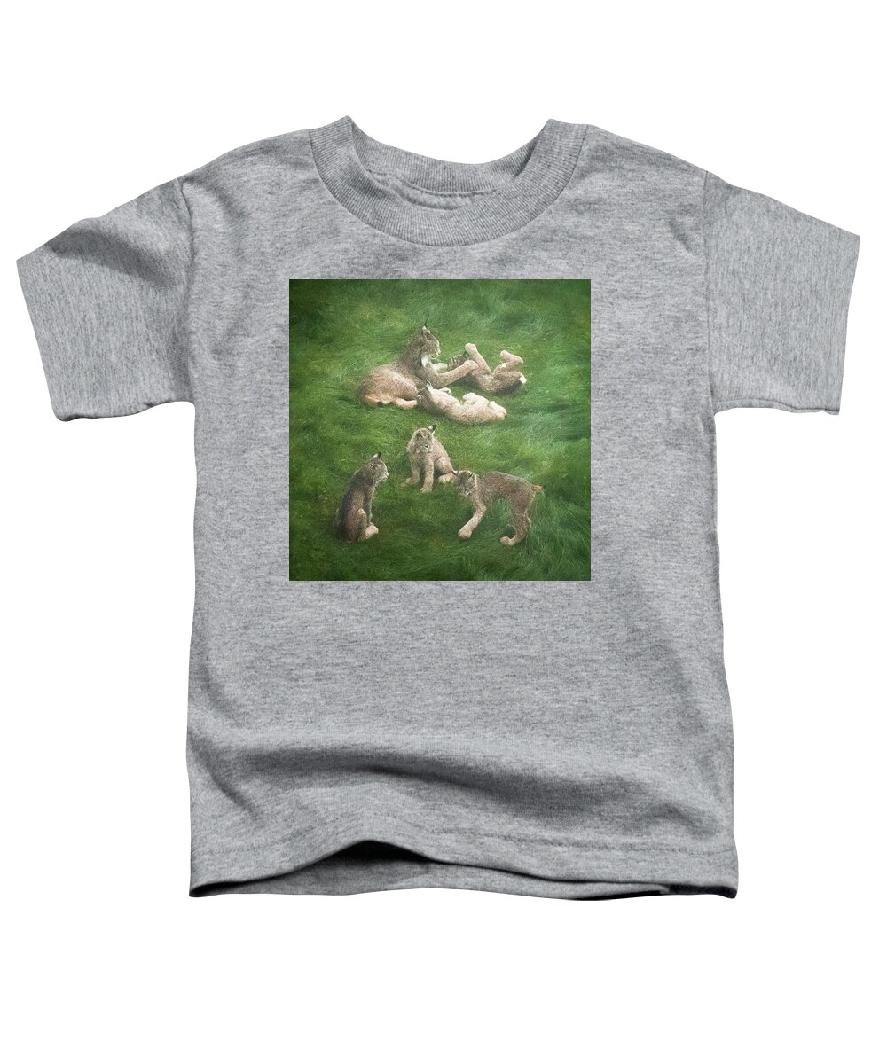 Lynx Toddler T-Shirt featuring the photograph Lynx in the Mist by Tim Newton