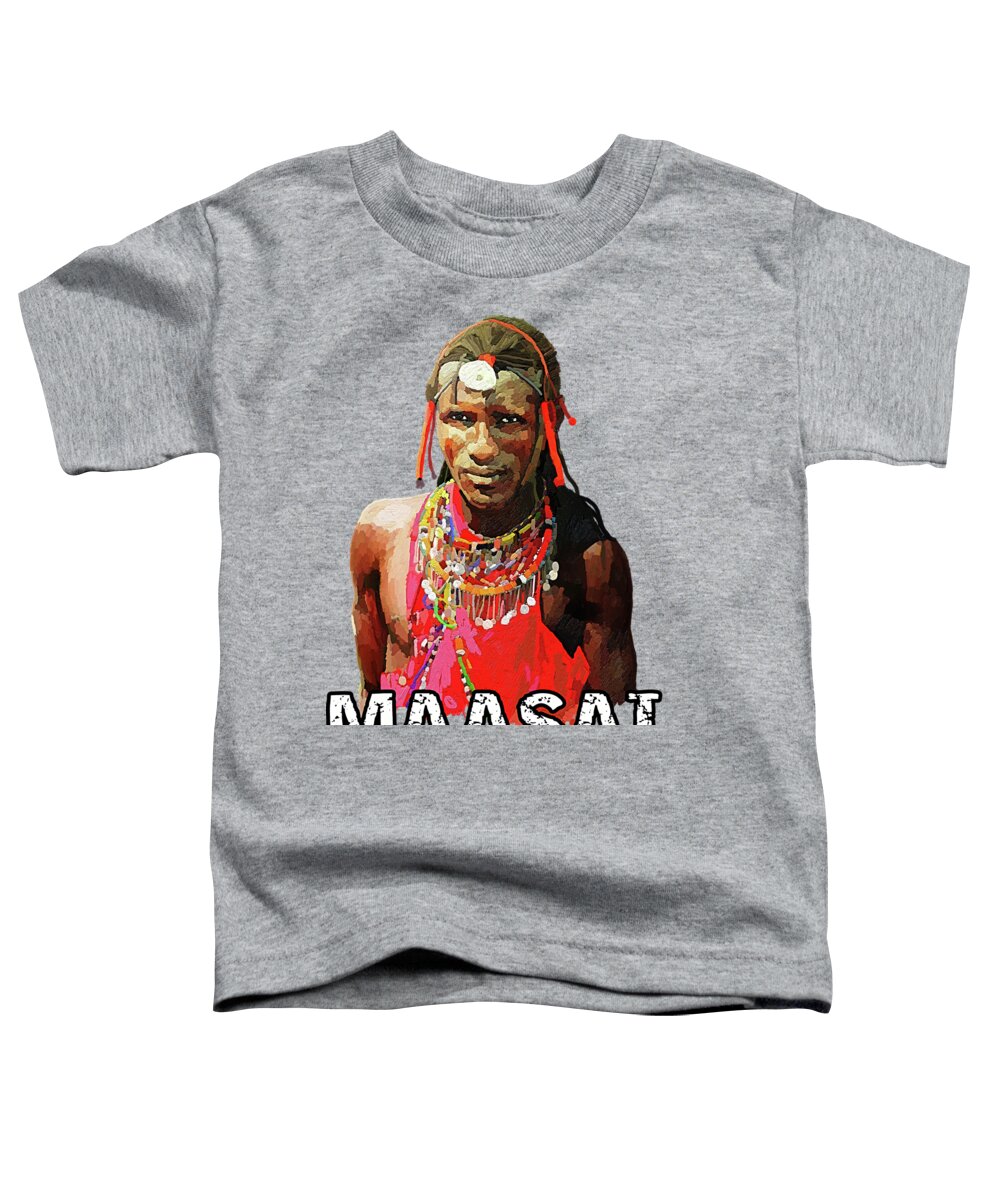 Cow Toddler T-Shirt featuring the painting Maasai Moran by Anthony Mwangi