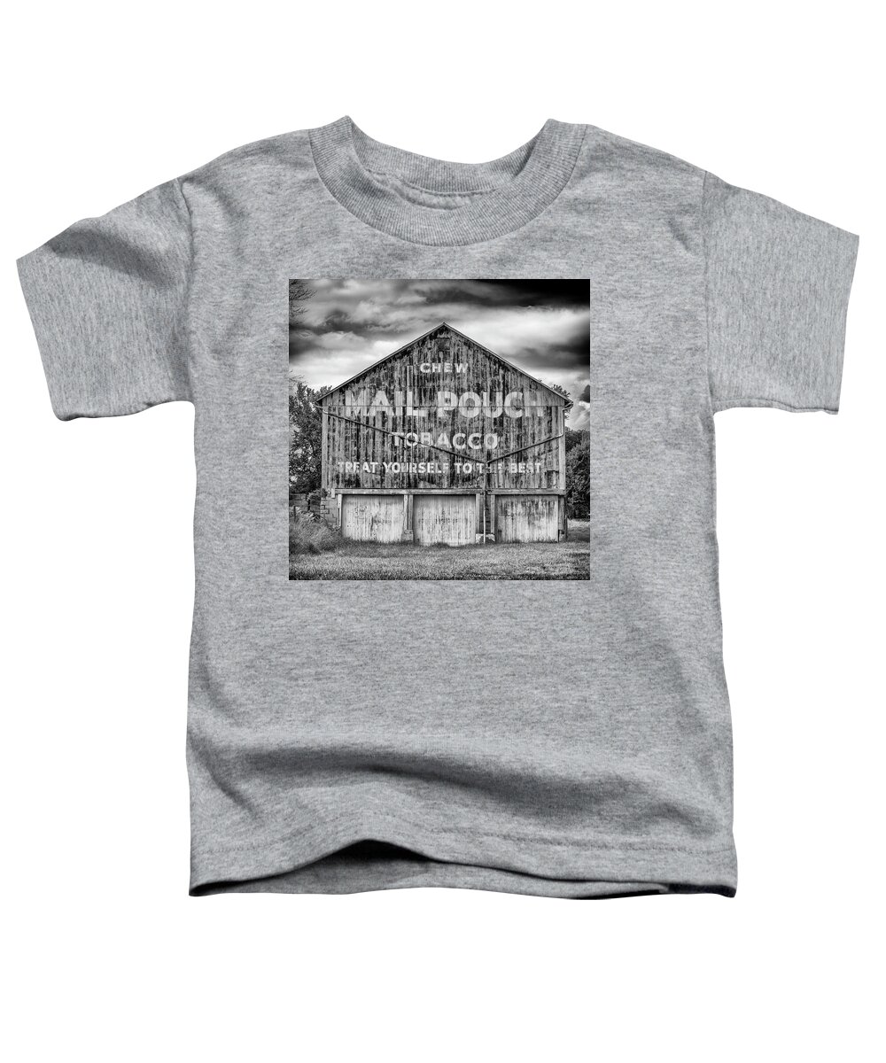 Mail Pouch Tobacco Toddler T-Shirt featuring the photograph Mail Pouch Barn - US 30 #6 by Stephen Stookey