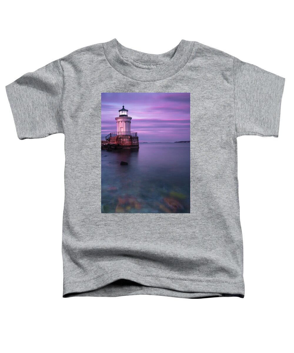 Maine Toddler T-Shirt featuring the photograph Maine Buglight Lighthouse at Sunset by Ranjay Mitra