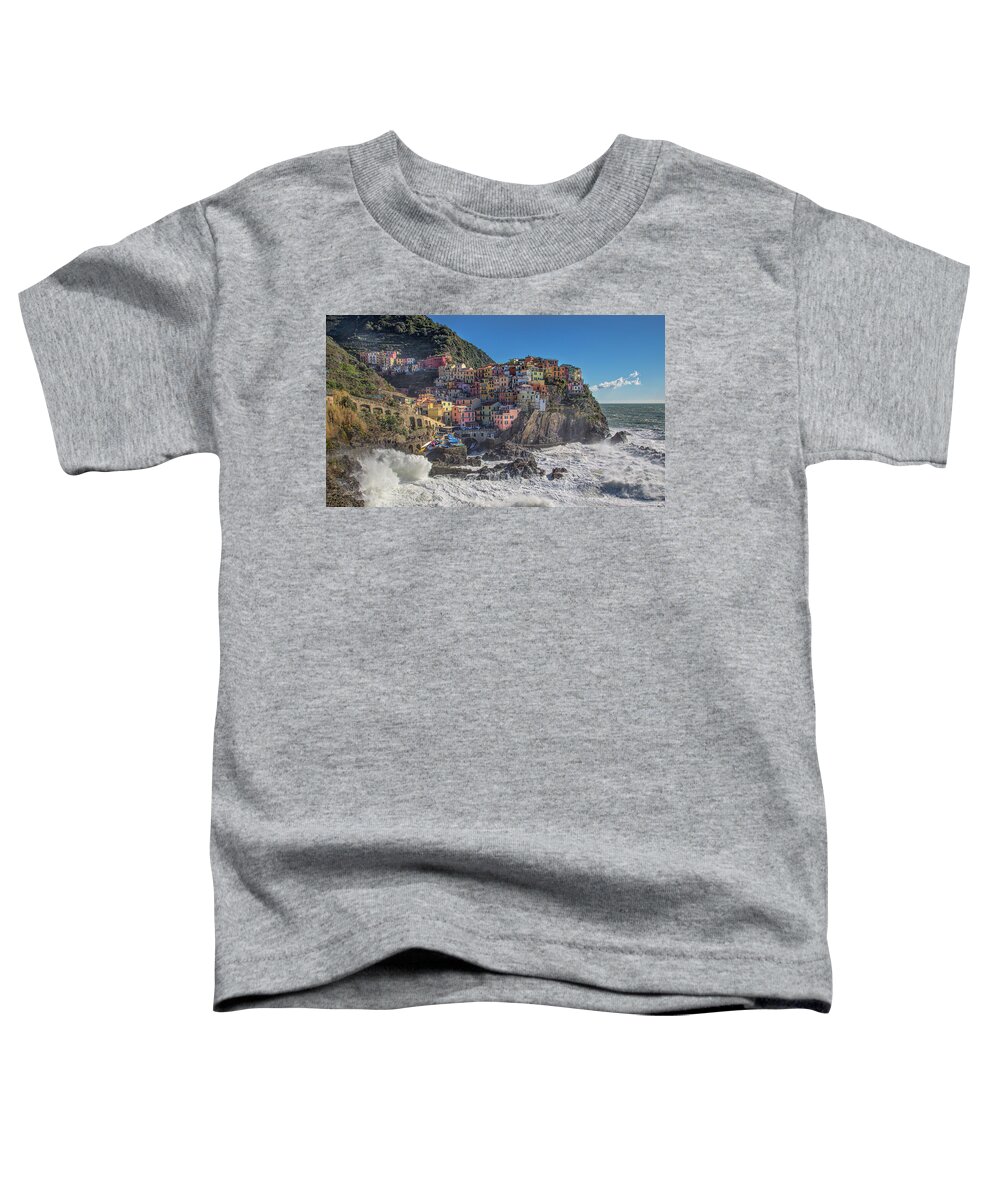 Italy Toddler T-Shirt featuring the photograph Manarola in Cinque Terre by Cheryl Strahl